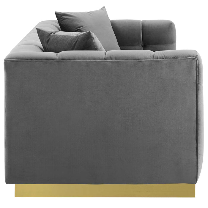 Vivacious Biscuit Tufted Performance Velvet Sofa