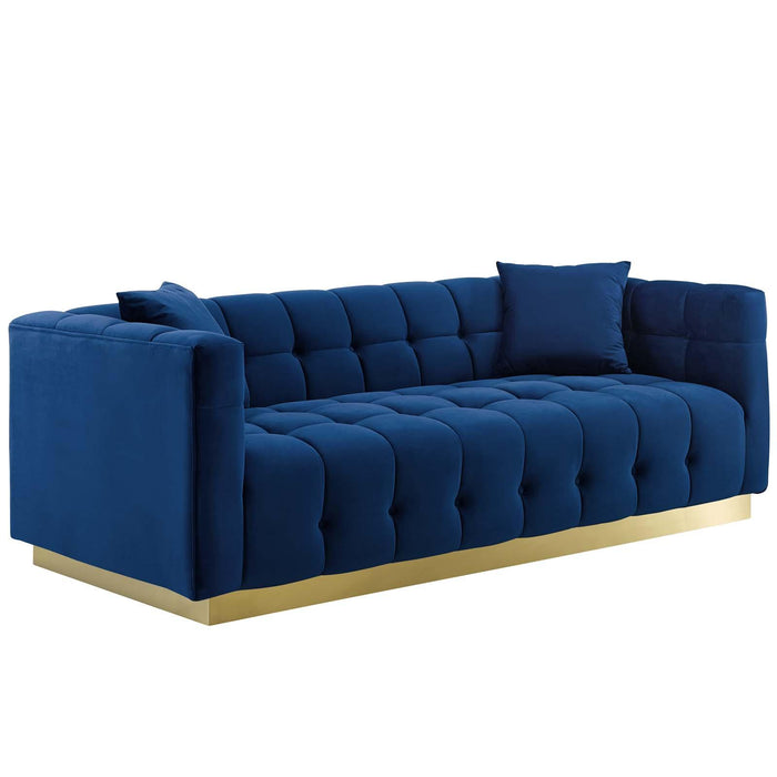 Vivacious Biscuit Tufted Performance Velvet Sofa