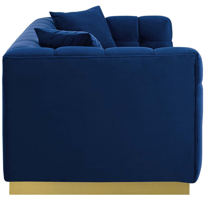 Vivacious Biscuit Tufted Performance Velvet Sofa