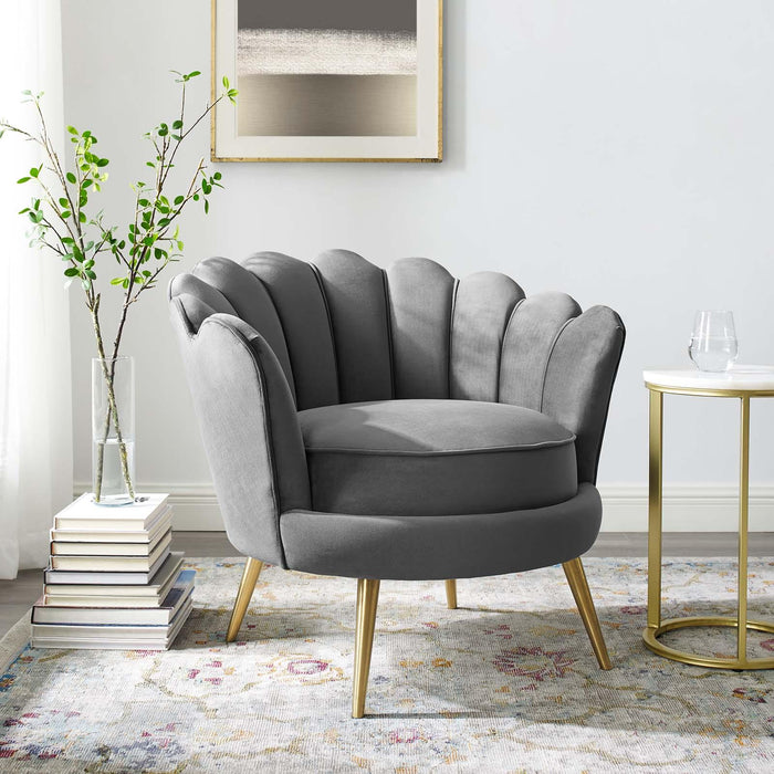 Admire Scalloped Edge Performance Velvet Accent Armchair