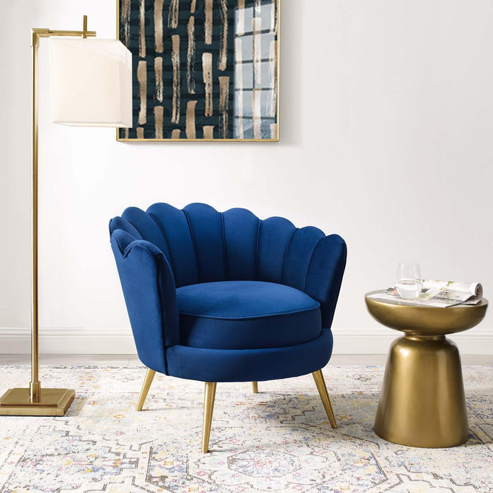 Admire Scalloped Edge Performance Velvet Accent Armchair