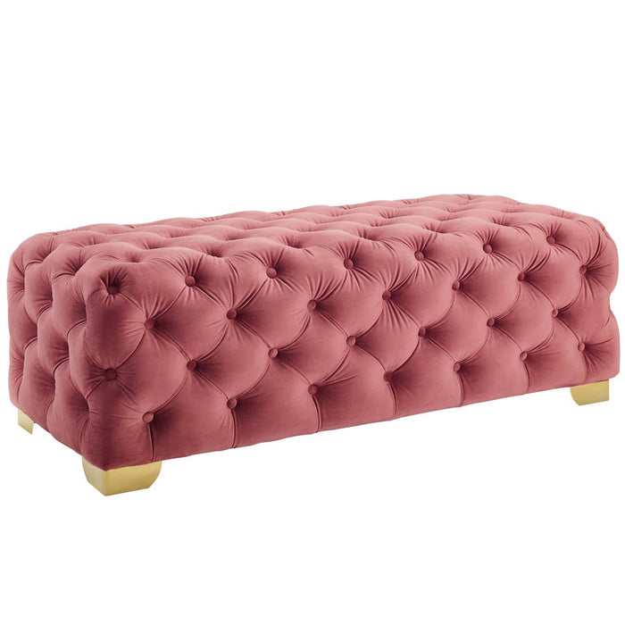 Sensible Button Tufted Performance Velvet Bench image