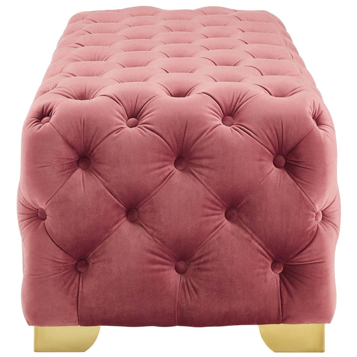 Sensible Button Tufted Performance Velvet Bench