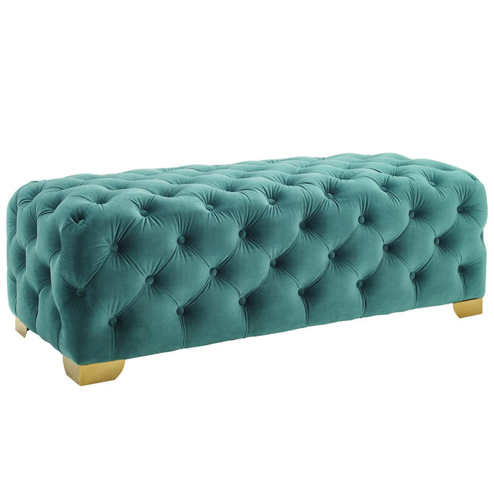 Sensible Button Tufted Performance Velvet Bench