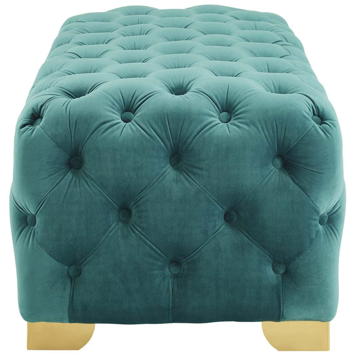 Sensible Button Tufted Performance Velvet Bench