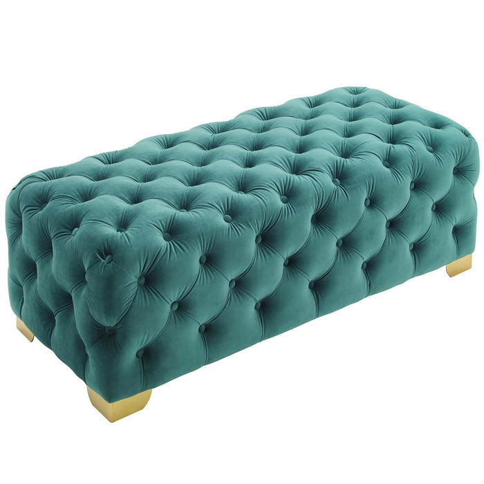 Sensible Button Tufted Performance Velvet Bench