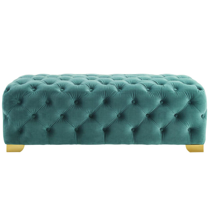 Sensible Button Tufted Performance Velvet Bench