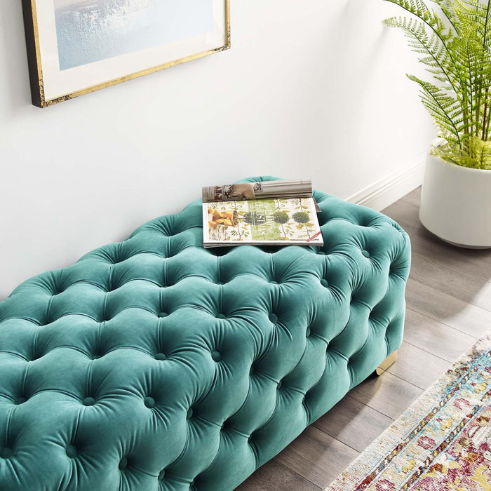 Sensible Button Tufted Performance Velvet Bench