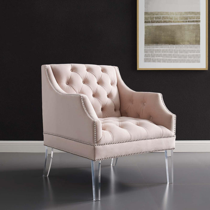 Proverbial Tufted Button Accent Performance Velvet Armchair