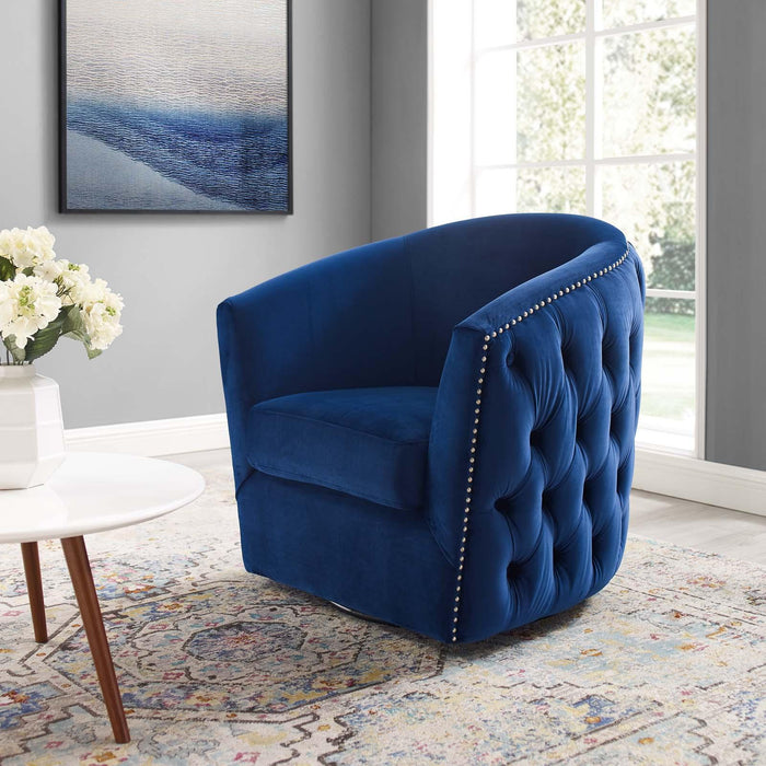 Rogue Swivel Performance Velvet Armchair