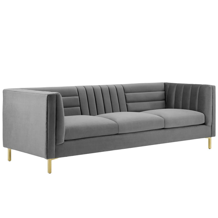 Ingenuity Channel Tufted Performance Velvet Sofa