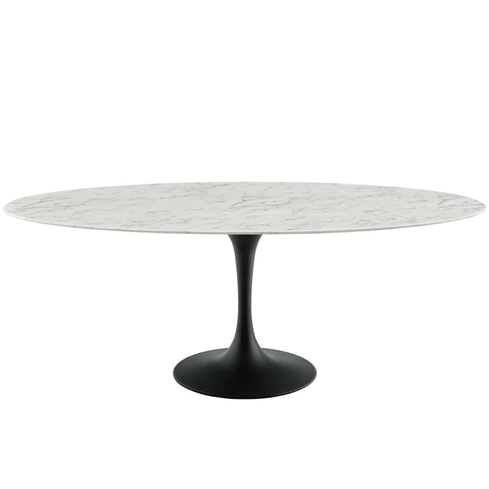 Lippa 78" Oval Artificial Marble Dining Table