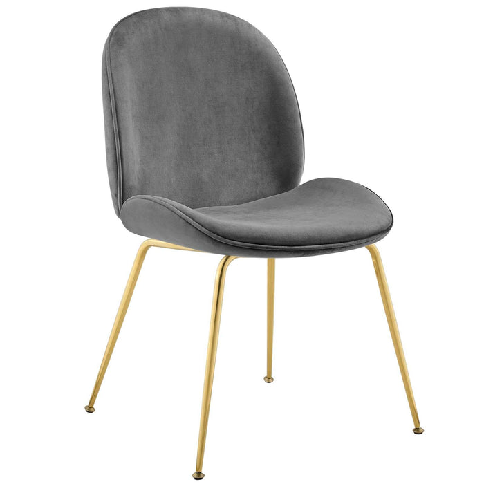 Scoop Gold Stainless Steel Leg Performance Velvet Dining Chair