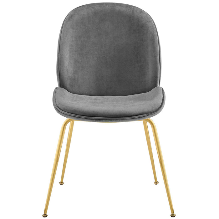 Scoop Gold Stainless Steel Leg Performance Velvet Dining Chair