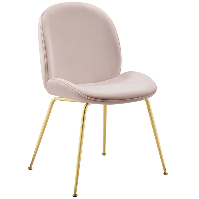 Scoop Gold Stainless Steel Leg Performance Velvet Dining Chair