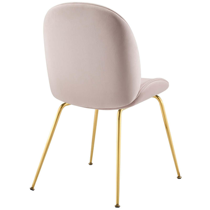 Scoop Gold Stainless Steel Leg Performance Velvet Dining Chair