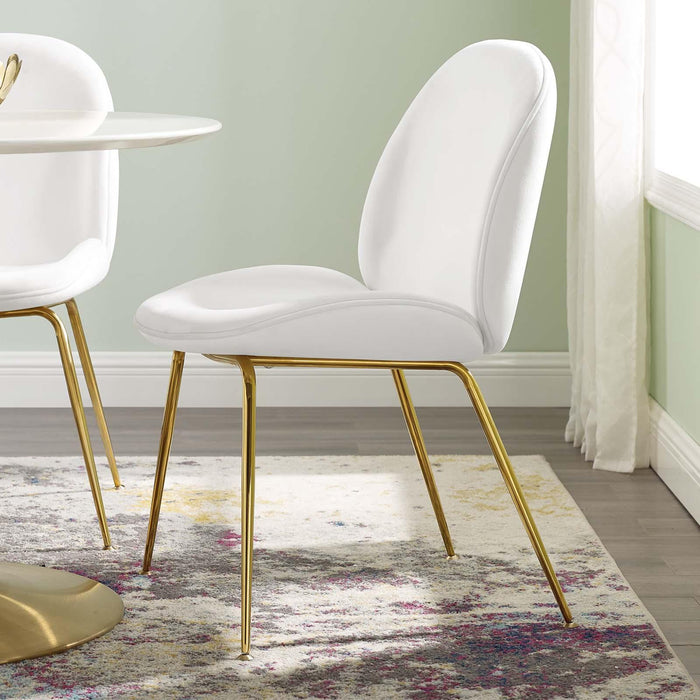 Scoop Gold Stainless Steel Leg Performance Velvet Dining Chair