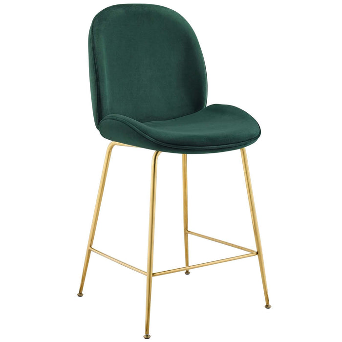 Scoop Gold Stainless Steel Leg Performance Velvet Counter Stool image