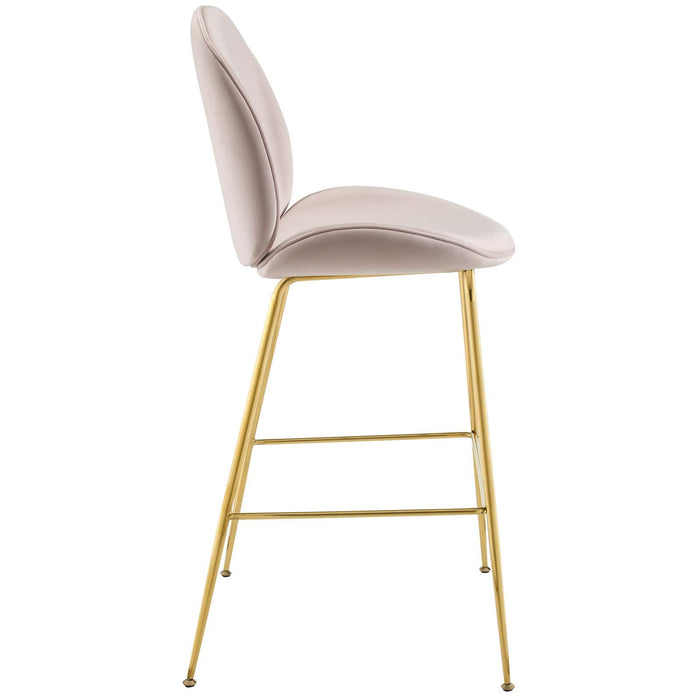 Scoop Gold Stainless Steel Leg Performance Velvet Bar Stool