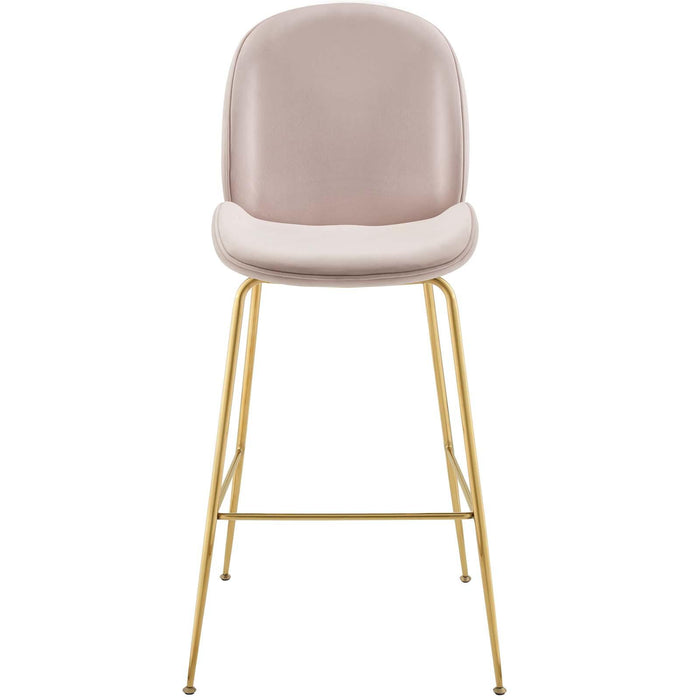 Scoop Gold Stainless Steel Leg Performance Velvet Bar Stool