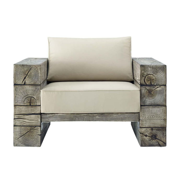 Manteo Rustic Coastal Outdoor Patio Sunbrella�  Lounge Armchair