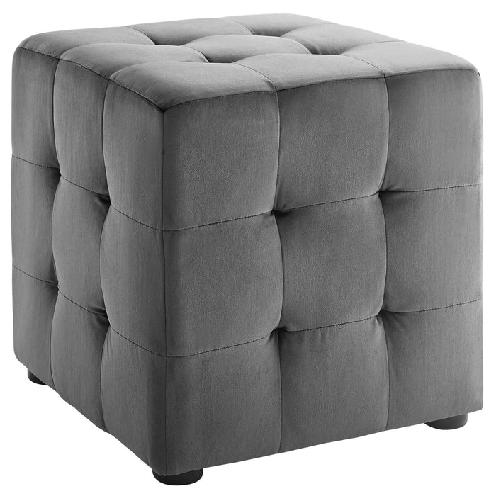 Contour Tufted Cube Performance Velvet Ottoman image