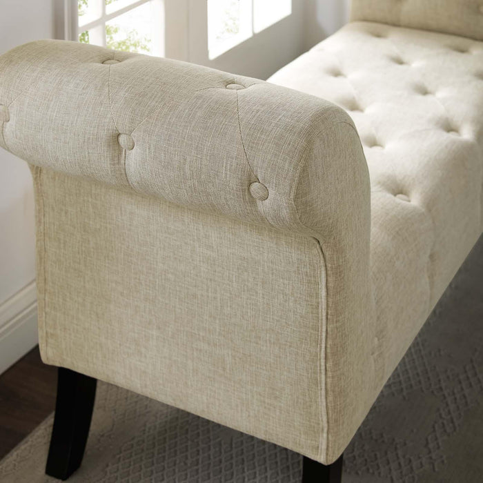 Evince Button Tufted Accent Upholstered Fabric Bench