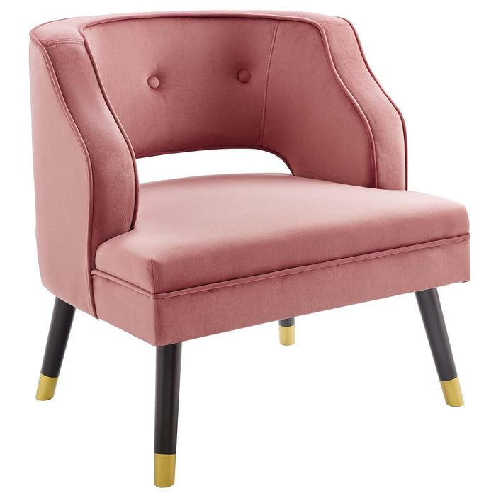 Traipse Button Tufted Open Back Performance Velvet Armchair image