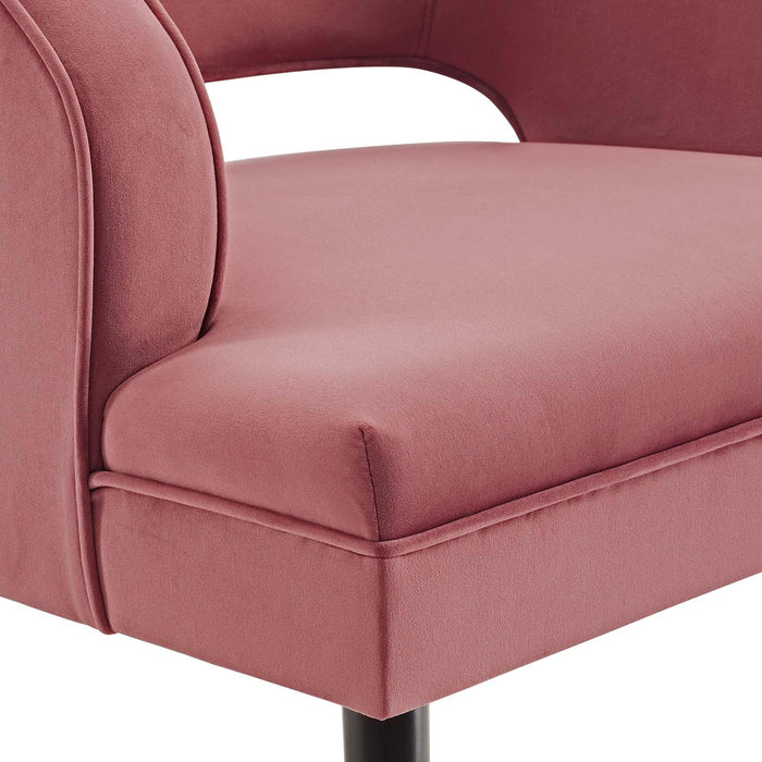 Traipse Button Tufted Open Back Performance Velvet Armchair