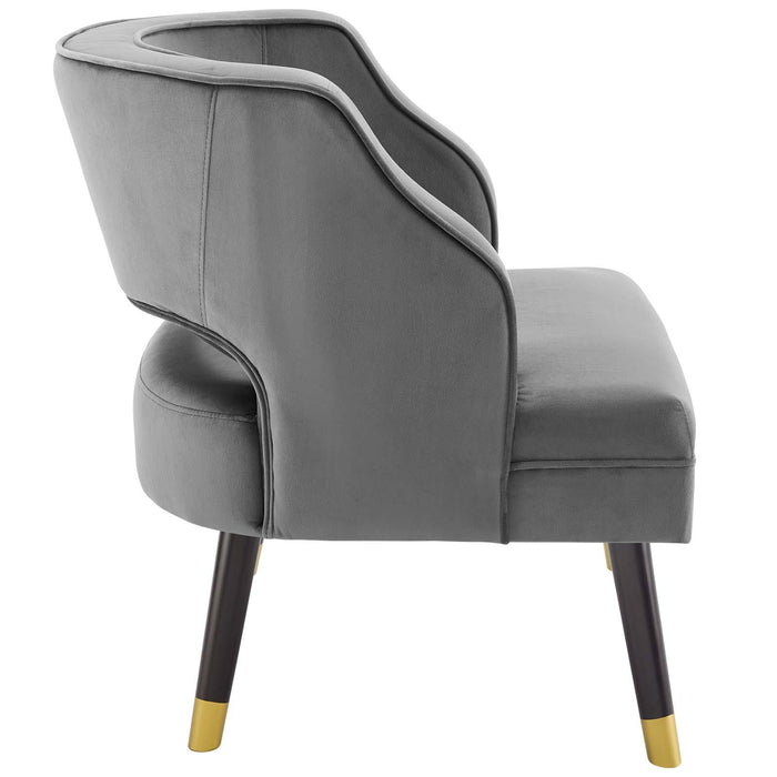 Traipse Button Tufted Open Back Performance Velvet Armchair