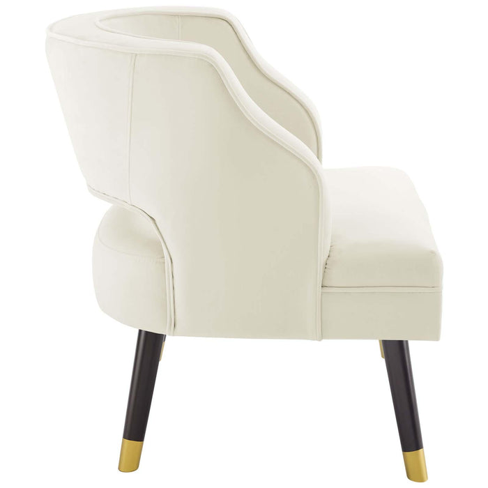 Traipse Button Tufted Open Back Performance Velvet Armchair