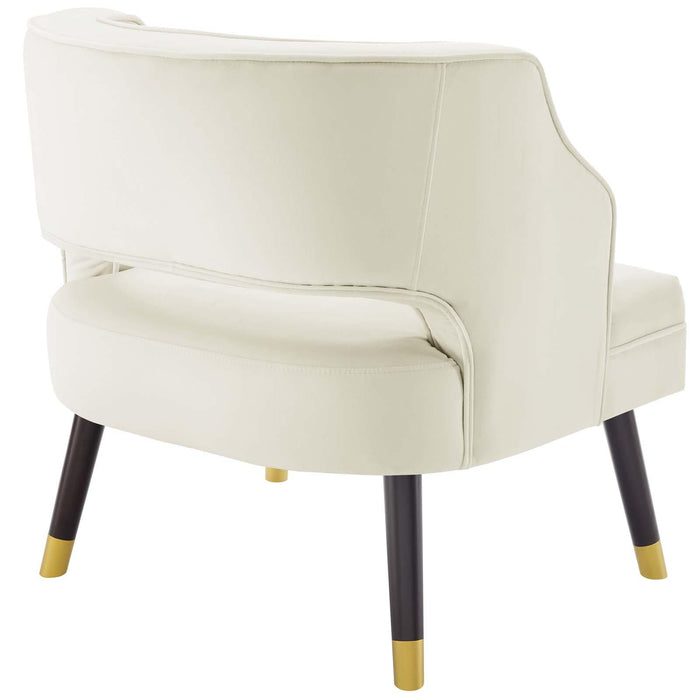 Traipse Button Tufted Open Back Performance Velvet Armchair