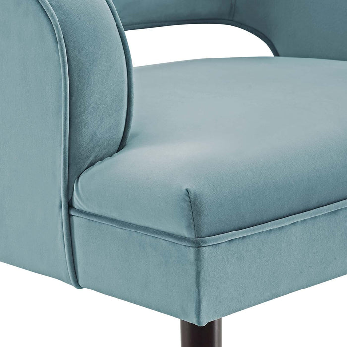 Traipse Button Tufted Open Back Performance Velvet Armchair