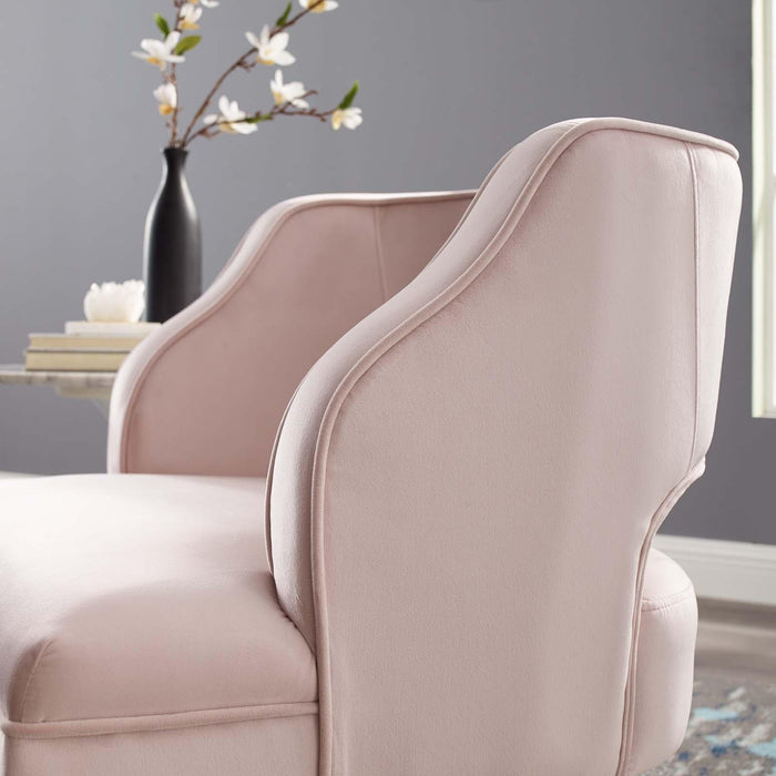 Traipse Button Tufted Open Back Performance Velvet Armchair