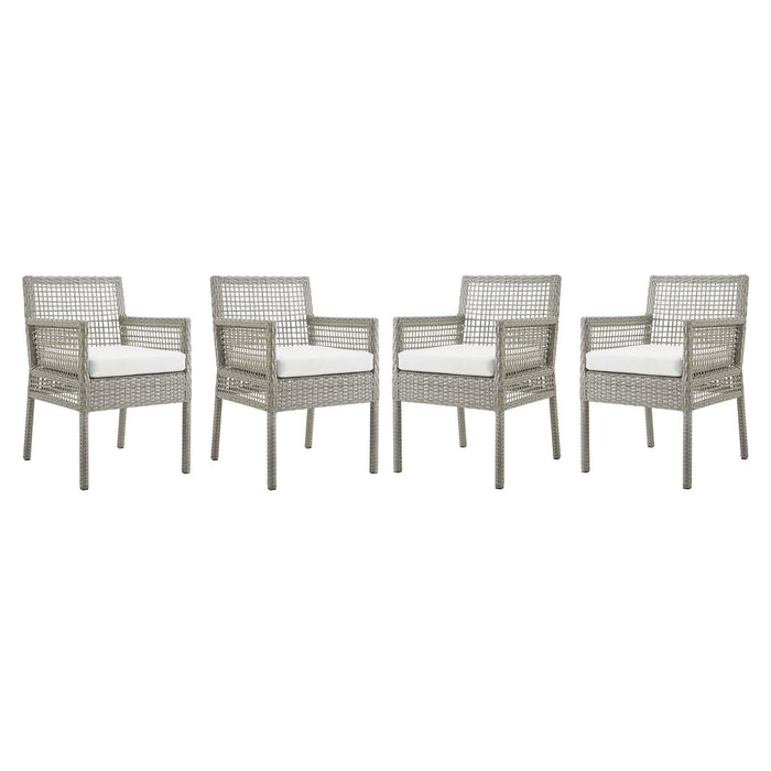 Aura Dining Armchair Outdoor Patio Wicker Rattan Set of 4