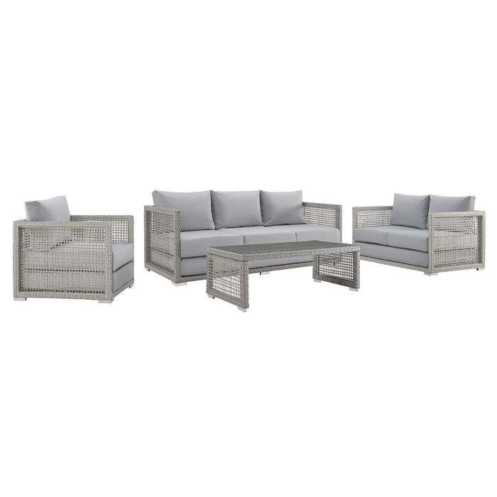 Aura 4 Piece Outdoor Patio Wicker Rattan Set image