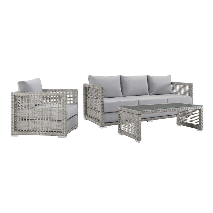 Aura 3 Piece Outdoor Patio Wicker Rattan Set