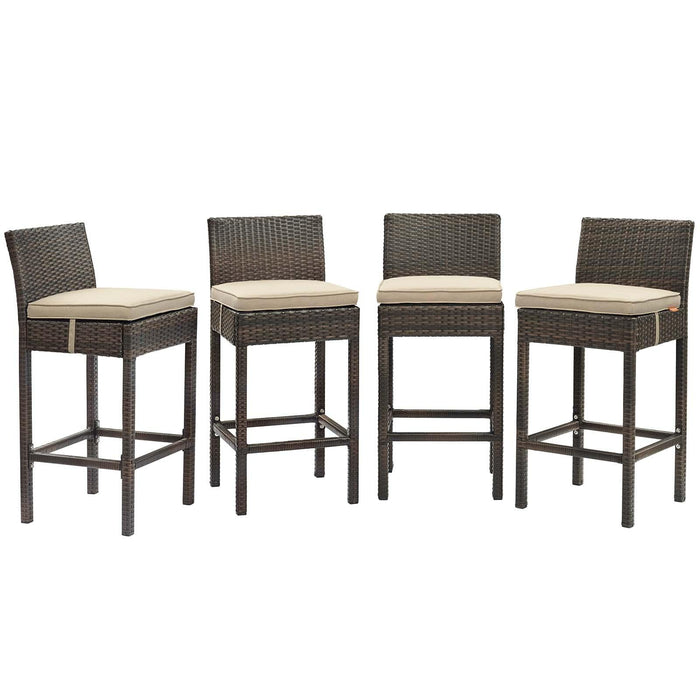 Conduit Bar Stool Outdoor Patio Wicker Rattan Set of 4 image