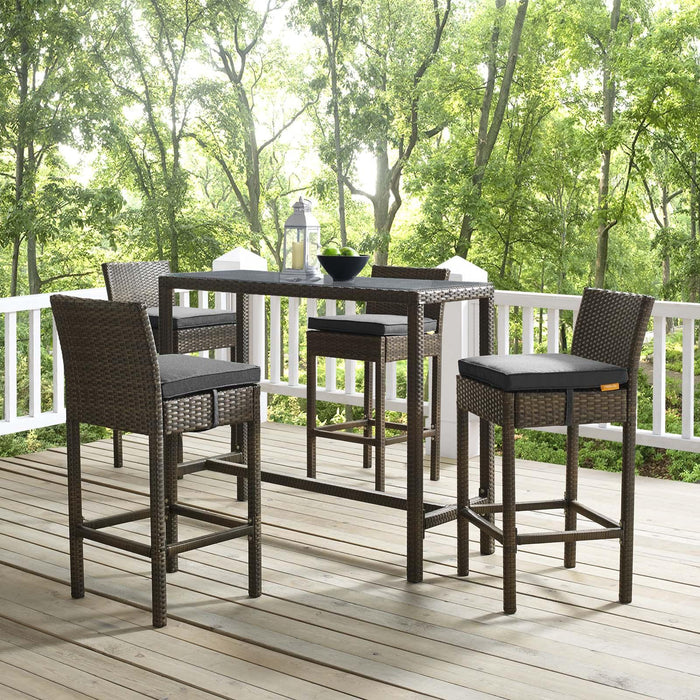 Conduit Bar Stool Outdoor Patio Wicker Rattan Set of 4