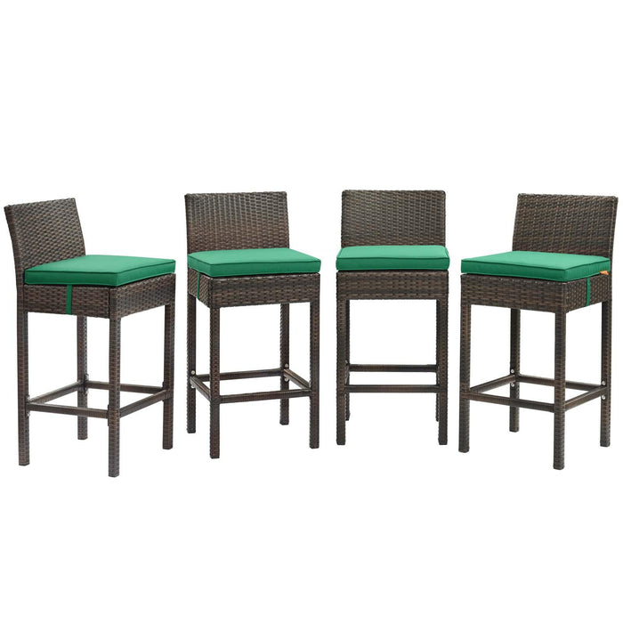 Conduit Bar Stool Outdoor Patio Wicker Rattan Set of 4