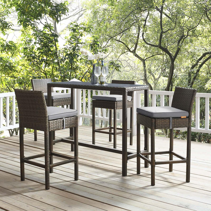 Conduit Bar Stool Outdoor Patio Wicker Rattan Set of 4