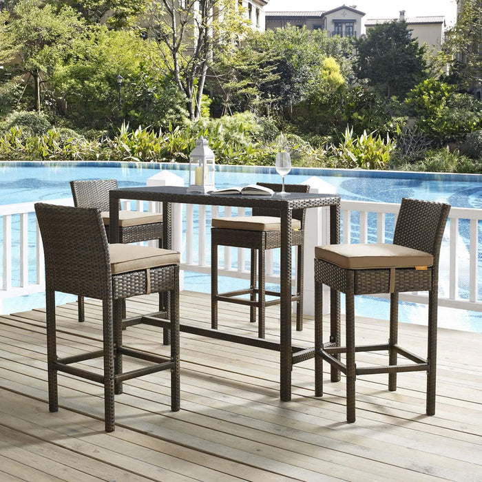 Conduit Bar Stool Outdoor Patio Wicker Rattan Set of 4