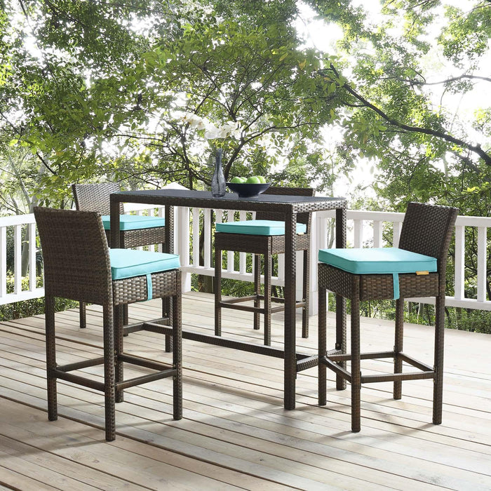 Conduit Bar Stool Outdoor Patio Wicker Rattan Set of 4