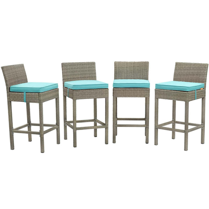 Conduit Bar Stool Outdoor Patio Wicker Rattan Set of 4