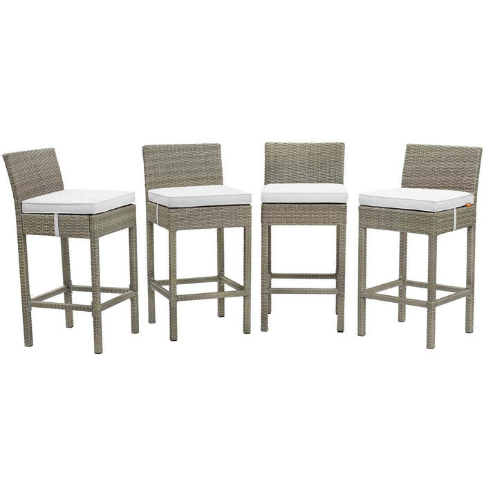 Conduit Bar Stool Outdoor Patio Wicker Rattan Set of 4