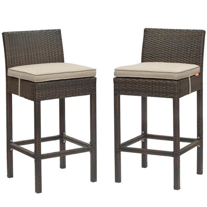 Conduit Bar Stool Outdoor Patio Wicker Rattan Set of 2 image