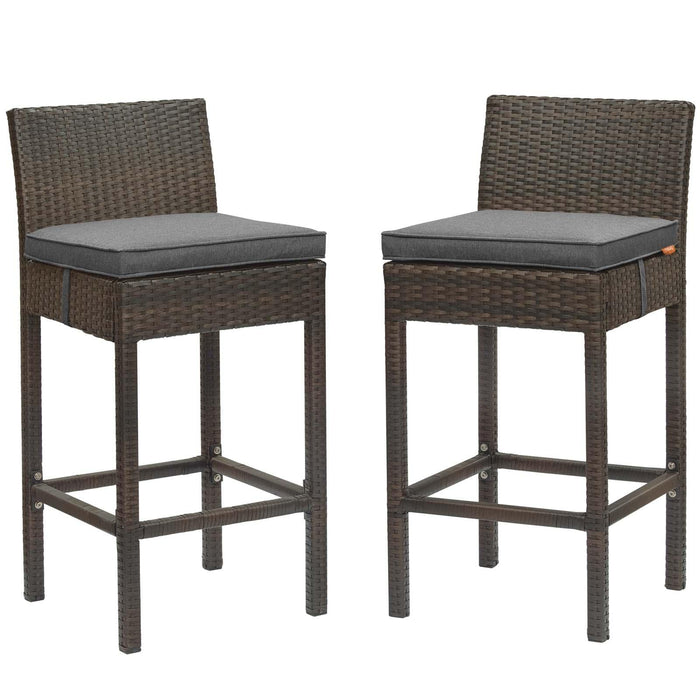 Conduit Bar Stool Outdoor Patio Wicker Rattan Set of 2