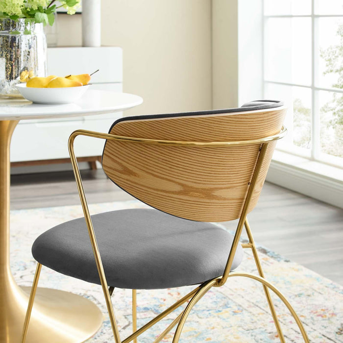 Prevail Gold Stainless Steel Dining and Accent Performance Velvet Chair