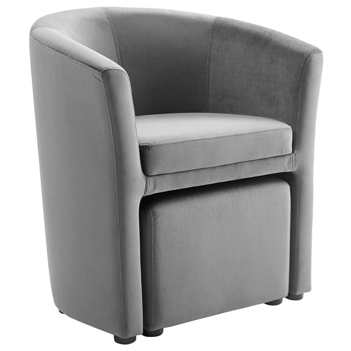 Divulge Performance Velvet Arm Chair and Ottoman Set