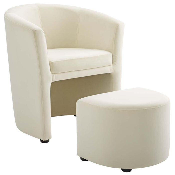 Divulge Performance Velvet Arm Chair and Ottoman Set